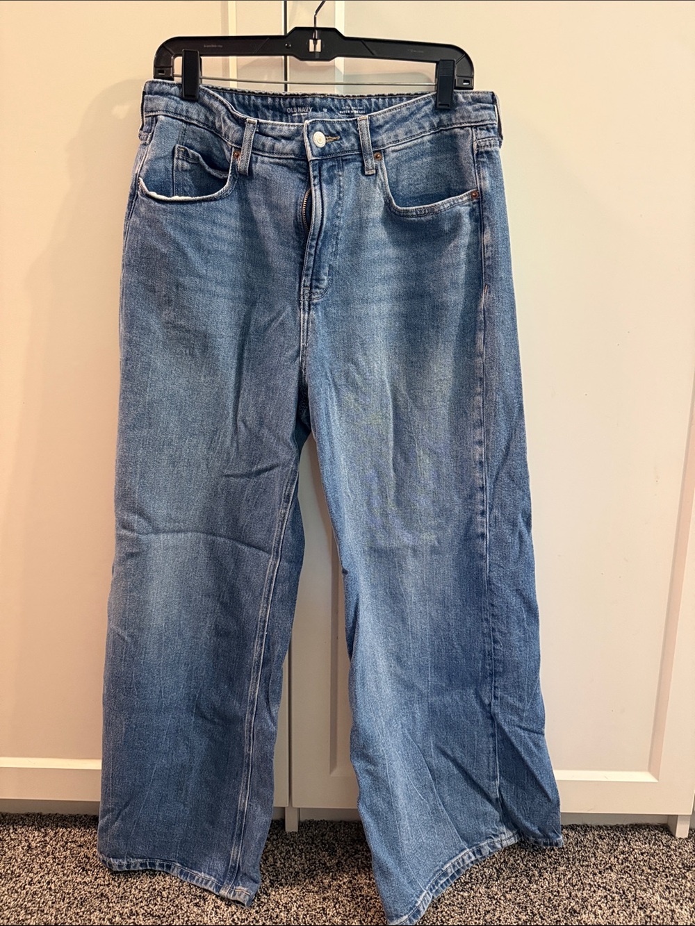 Old Navy Extra High-Waisted Super Wide-Leg Jeans Petite Size 12 Drapey Denim